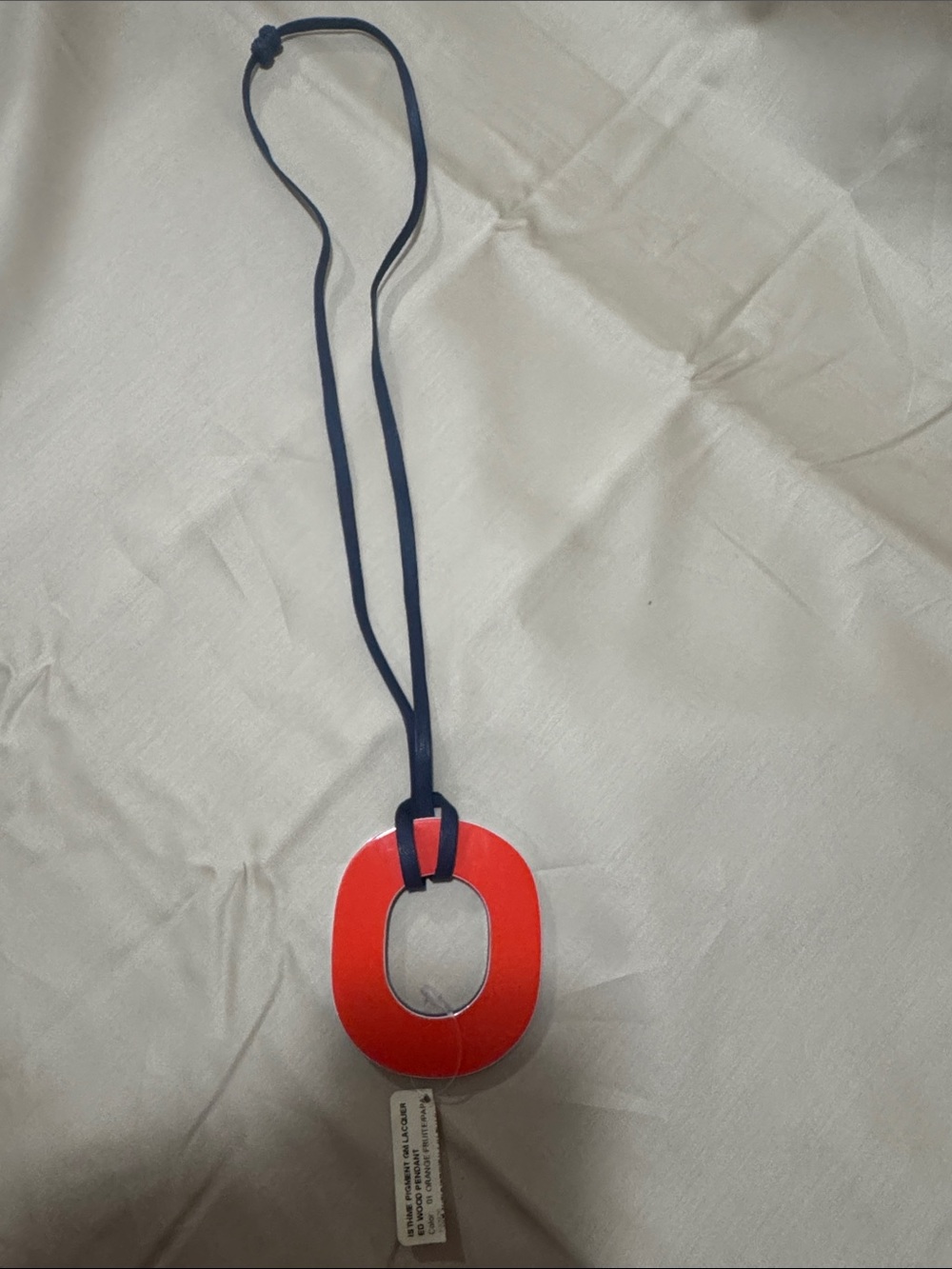 Hermes Red Resin O Pendant Necklace with Navy Cord